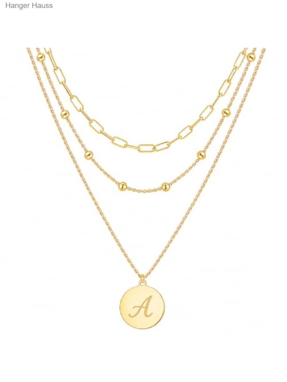 18K Gold Plated Layered Necklace Set 3Pc Stackable Heart Pendant